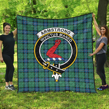 Armstrong Ancient Tartan Quilt with Family Crest