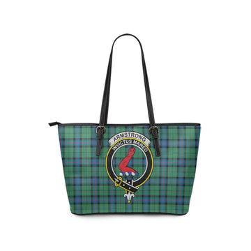 Armstrong Ancient Tartan Leather Tote Bag with Family Crest