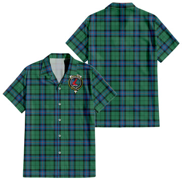 Armstrong Ancient Tartan Short Sleeve Button Down Shirt with Family Crest