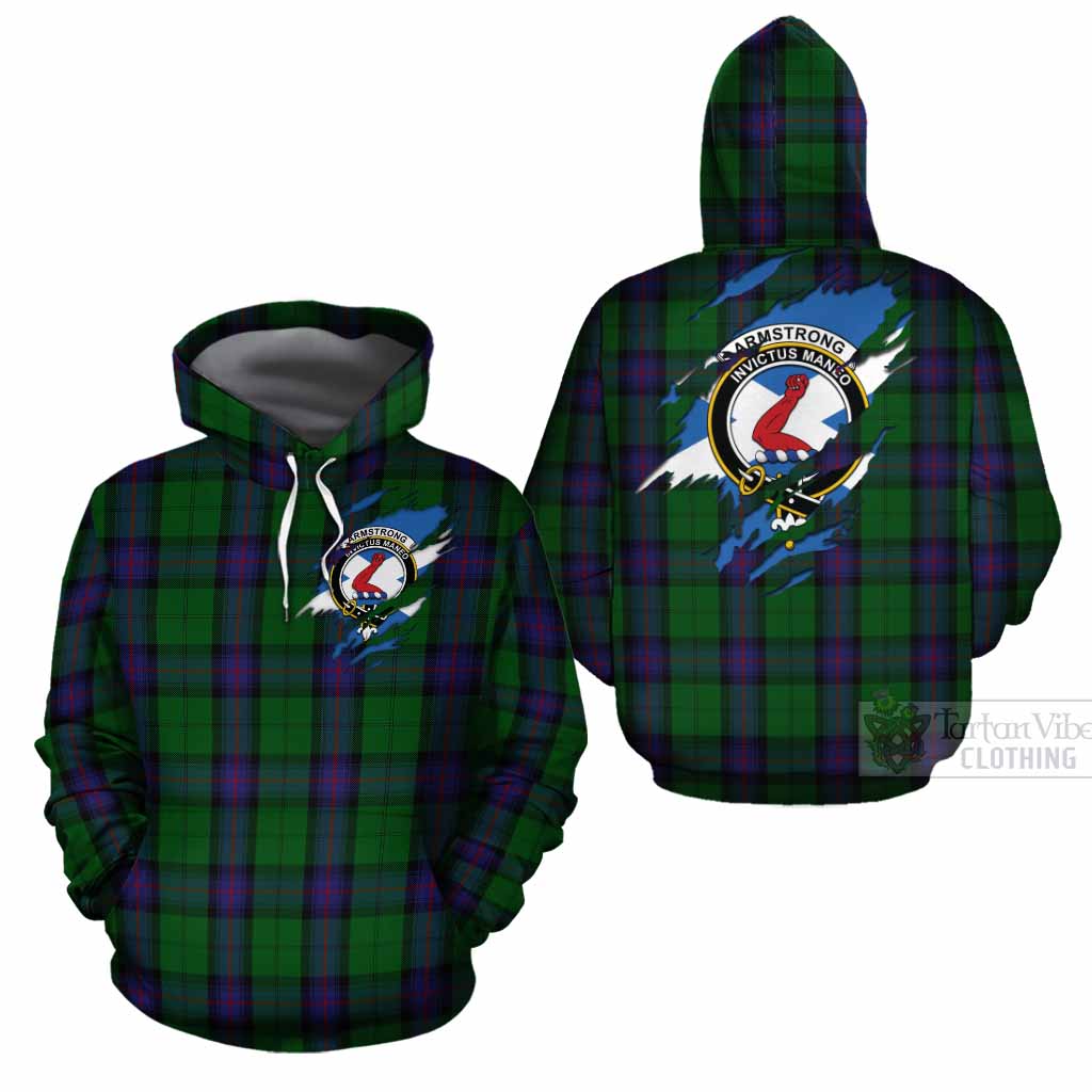 Armstrong Clan Crest In Me Tartan Cotton Hoodie Scotland Flag Style