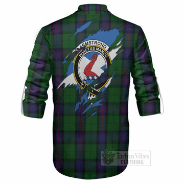 Armstrong Clan Crest In Me Tartan Ghillie Shirt Scotland Flag Style