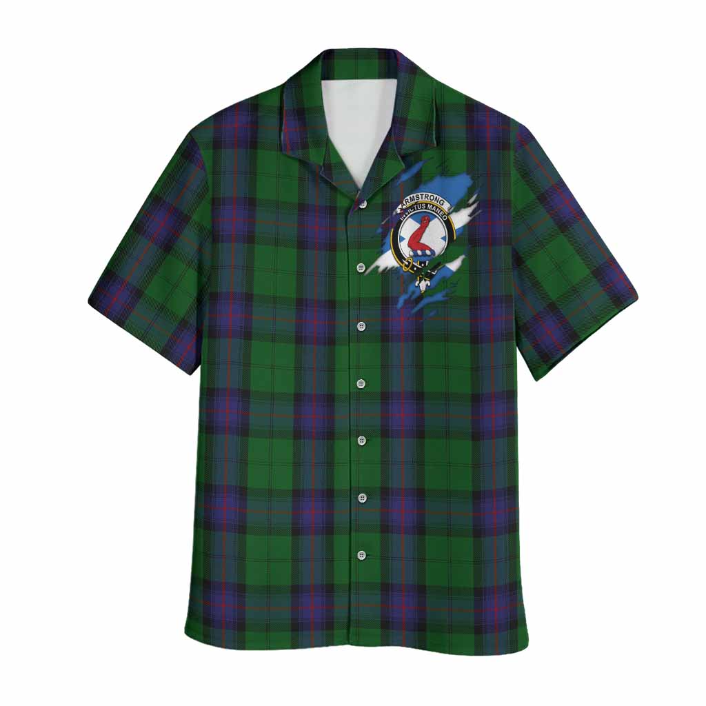 Armstrong Clan Crest In Me Tartan Hawaiian Shirt Scotland Flag Style