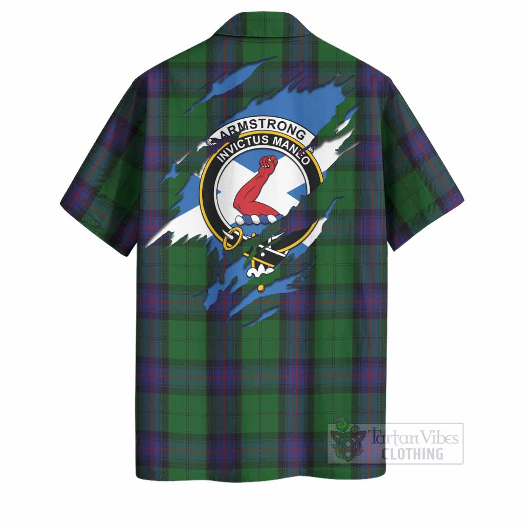 Armstrong Clan Crest In Me Tartan Hawaiian Shirt Scotland Flag Style