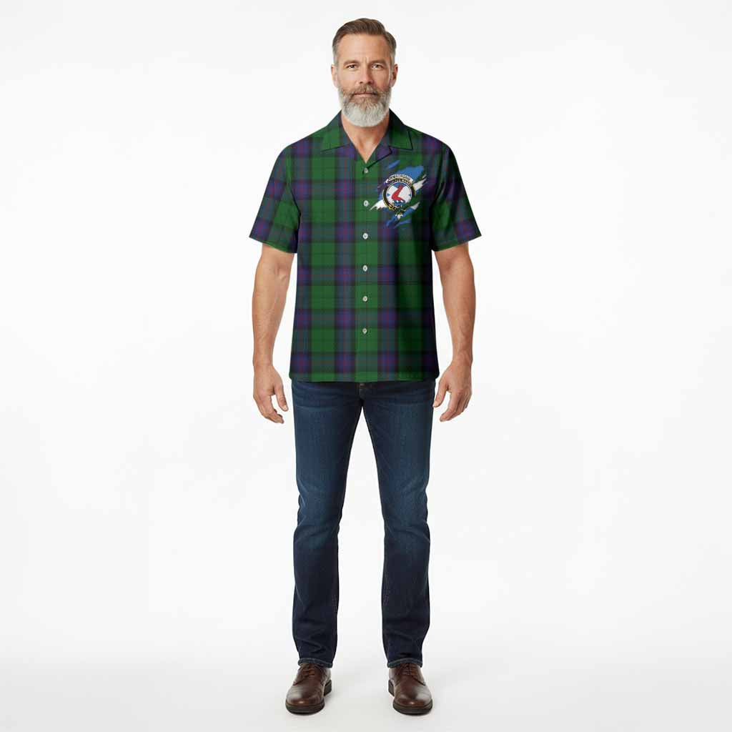 Armstrong Clan Crest In Me Tartan Hawaiian Shirt Scotland Flag Style