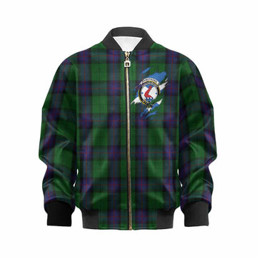 Armstrong Clan Crest In Me Tartan Kid Bomber Jacket Scotland Flag Style
