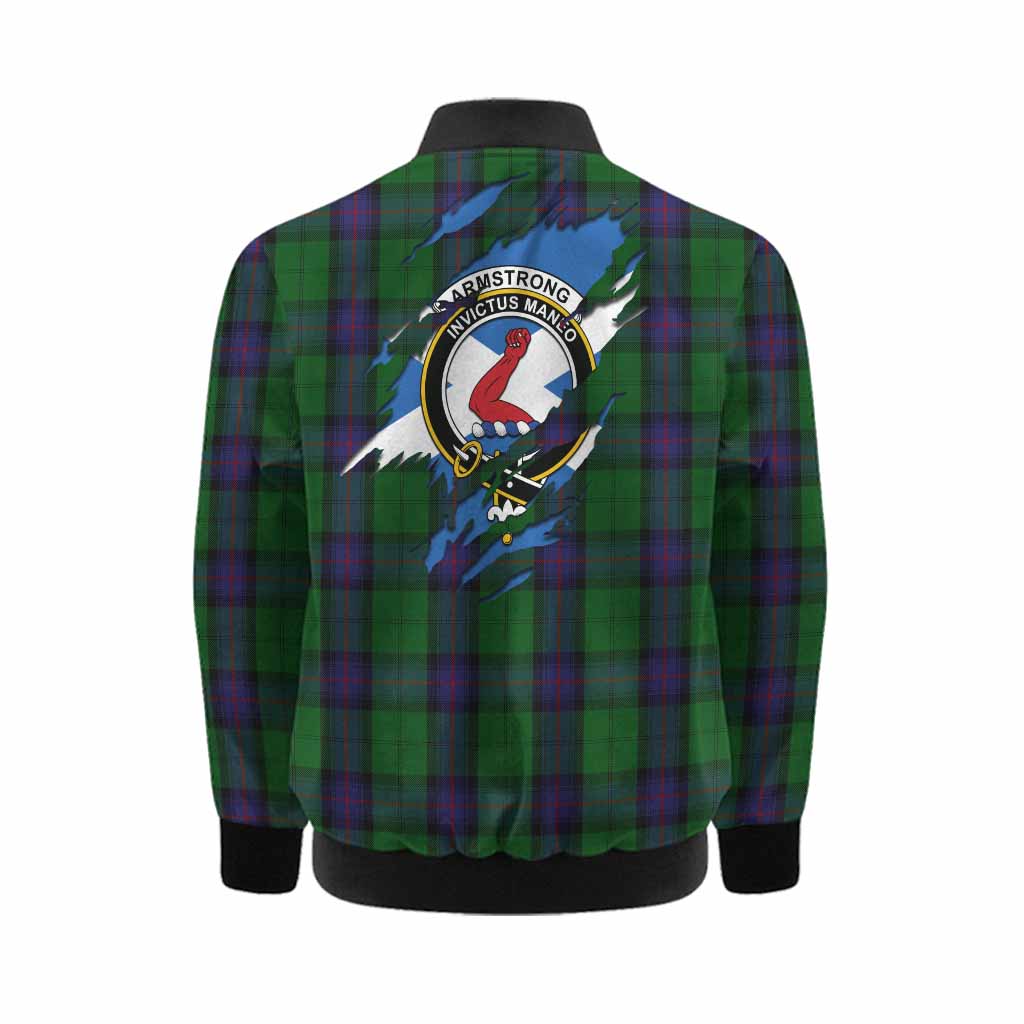 Armstrong Clan Crest In Me Tartan Kid Bomber Jacket Scotland Flag Style