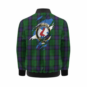 Armstrong Clan Crest In Me Tartan Kid Bomber Jacket Scotland Flag Style