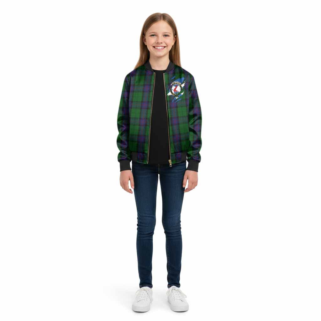 Armstrong Clan Crest In Me Tartan Kid Bomber Jacket Scotland Flag Style