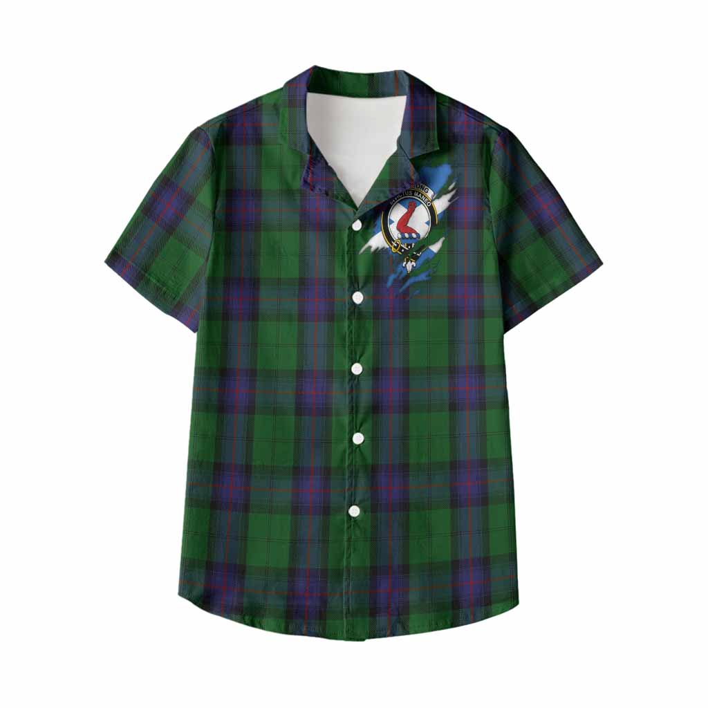 Armstrong Clan Crest In Me Tartan Kid Hawaiian Shirt Scotland Flag Style