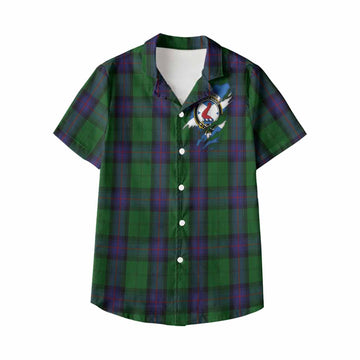 Armstrong Clan Crest In Me Tartan Kid Hawaiian Shirt Scotland Flag Style