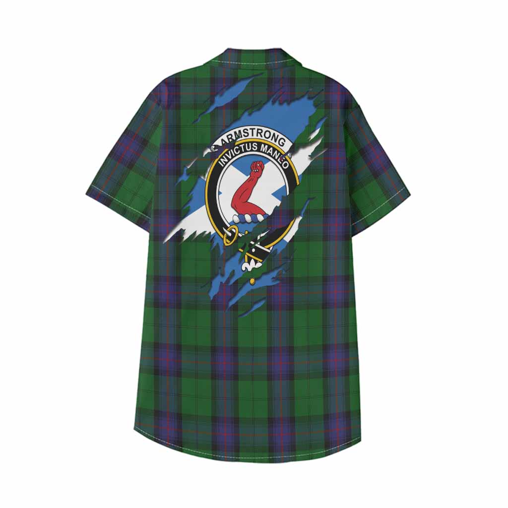 Armstrong Clan Crest In Me Tartan Kid Hawaiian Shirt Scotland Flag Style
