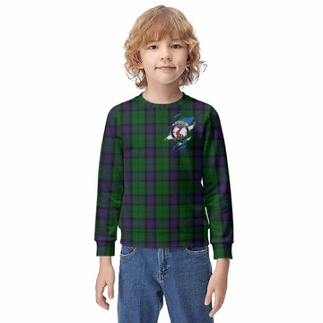 Armstrong Clan Crest In Me Tartan Kid Knitted Sweatshirt Scotland Flag Style
