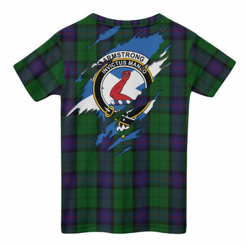 Armstrong Clan Crest In Me Tartan Kid T-shirt Scotland Flag Style