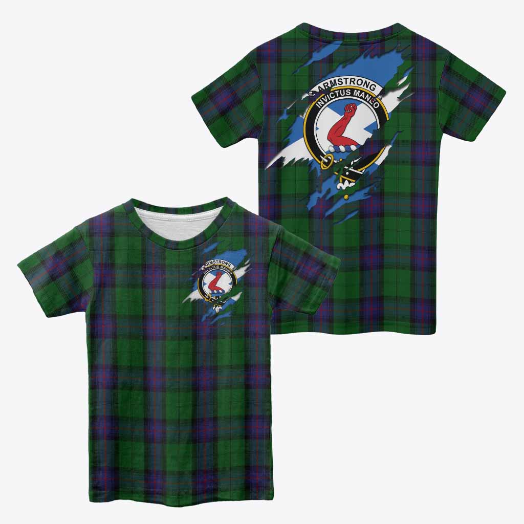 Armstrong Clan Crest In Me Tartan Kid T-shirt Scotland Flag Style