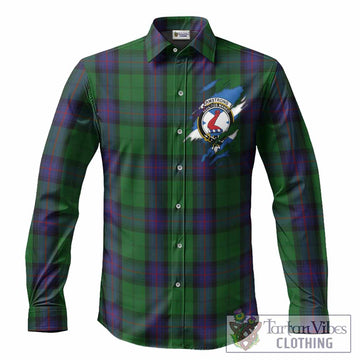 Armstrong Clan Crest In Me Tartan Long Sleeve Button Shirts Scotland Flag Style