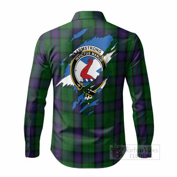 Armstrong Clan Crest In Me Tartan Long Sleeve Button Shirts Scotland Flag Style