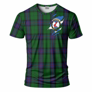 Armstrong Clan Crest In Me Tartan T-Shirt Scotland Flag Style