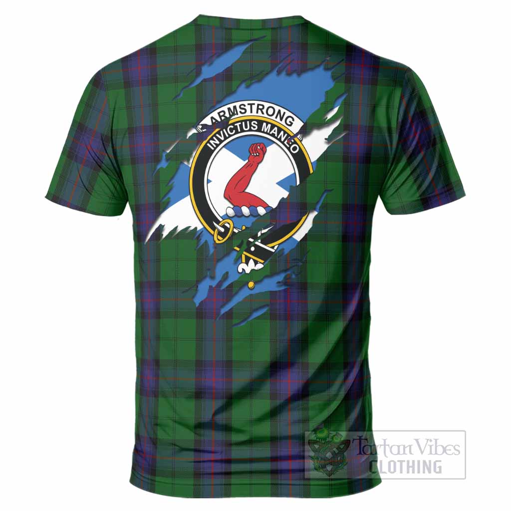 Armstrong Clan Crest In Me Tartan T-Shirt Scotland Flag Style