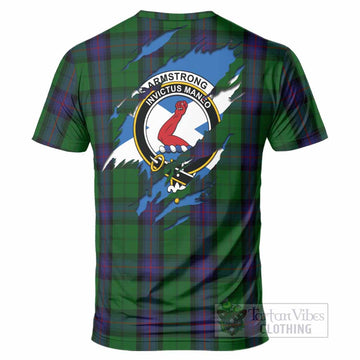 Armstrong Clan Crest In Me Tartan T-Shirt Scotland Flag Style