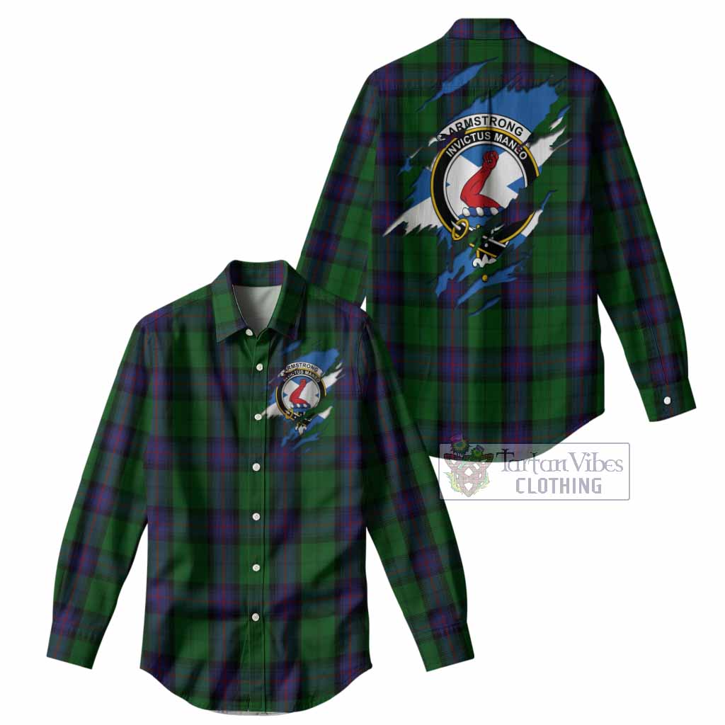 Armstrong Clan Crest In Me Tartan Women Casual Shirt Scotland Flag Style