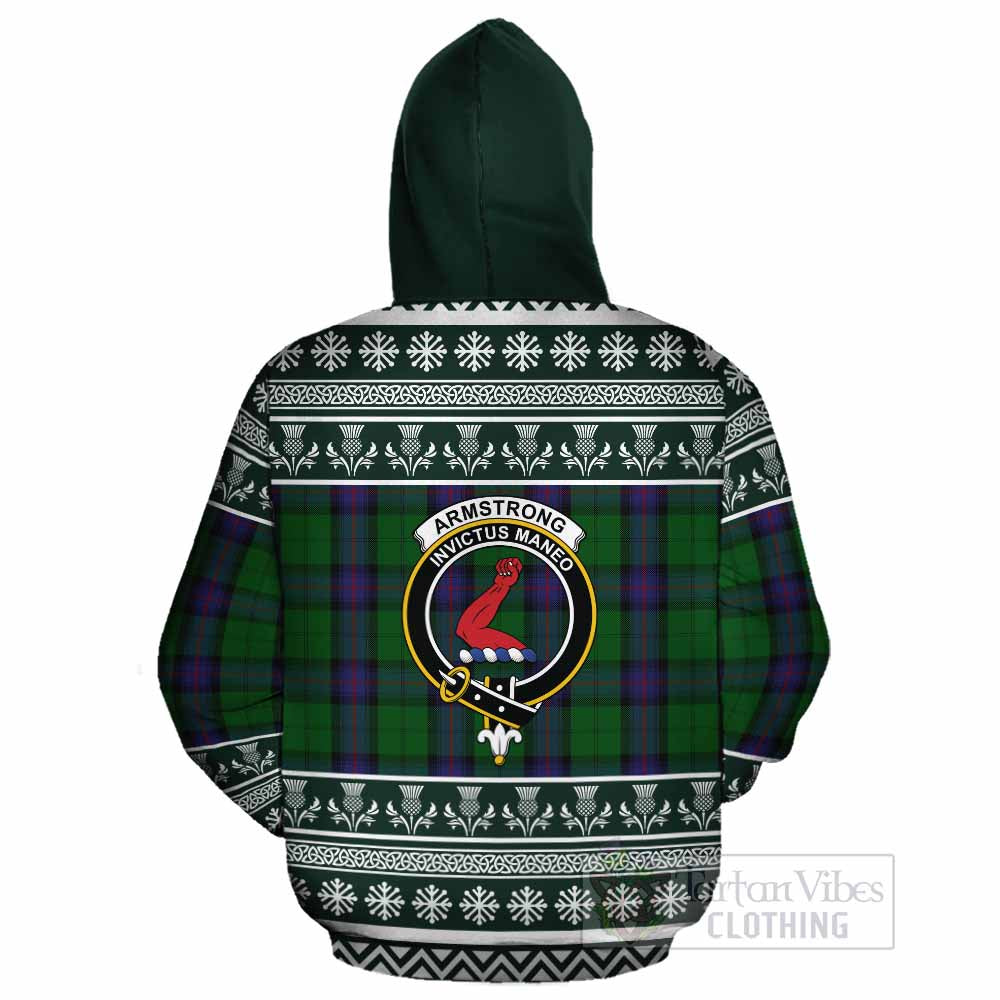 Armstrong Clan Tartan Christmas Cotton Hoodie with Family Crest - Tartan Vibes Clothing