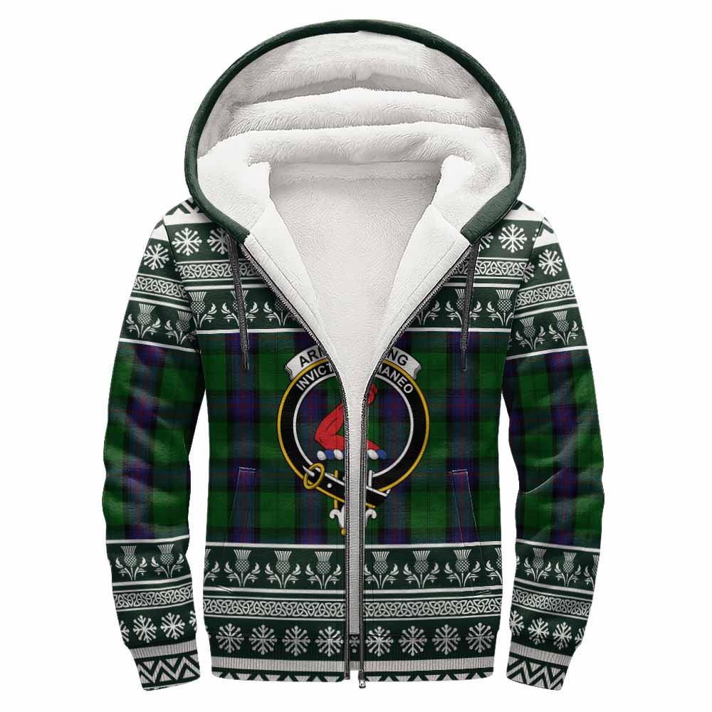 Armstrong Clan Tartan Christmas Fleece Hoodie with Family Crest - Tartan Vibes Clothing