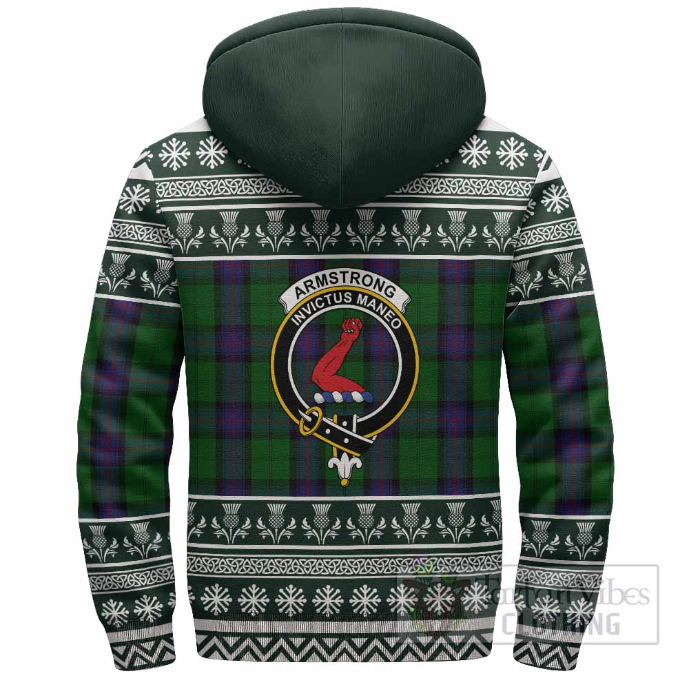 Armstrong Clan Tartan Christmas Fleece Hoodie with Family Crest - Tartan Vibes Clothing
