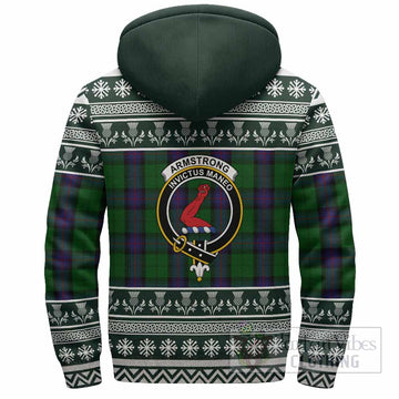 Armstrong Clan Tartan Christmas Fleece Hoodie with Family Crest