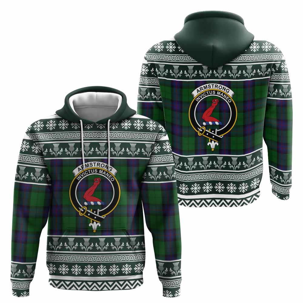 Armstrong Clan Tartan Christmas Hoodie with Family Crest - Tartan Vibes Clothing