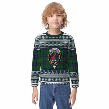 Armstrong Clan Tartan Christmas Kid Ugly Sweatshirt with Family Crest