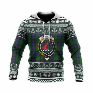 Armstrong Clan Tartan Christmas Knitted Hoodie with Family Crest