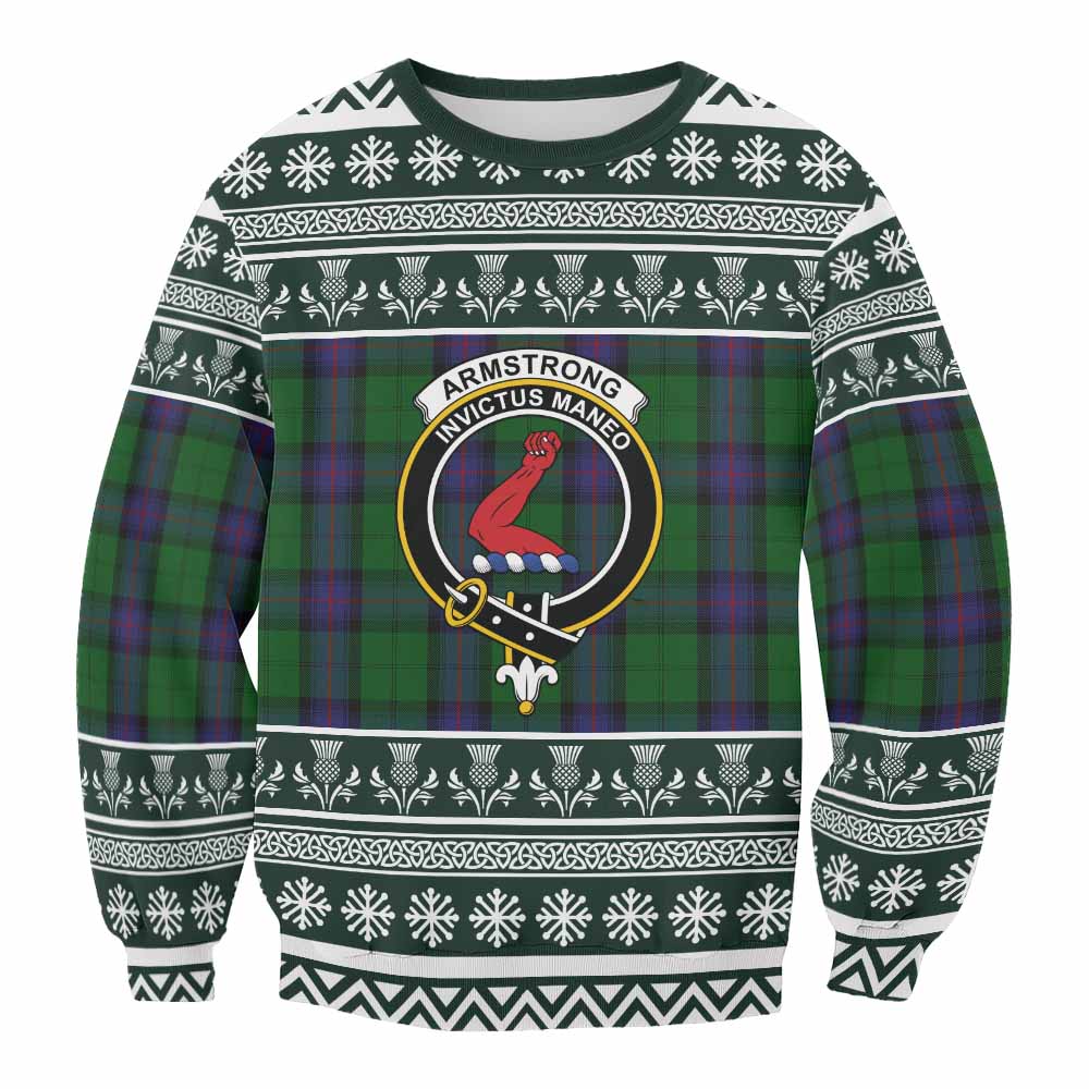 Armstrong Clan Tartan Christmas Sweatshirt with Family Crest - Tartan Vibes Clothing