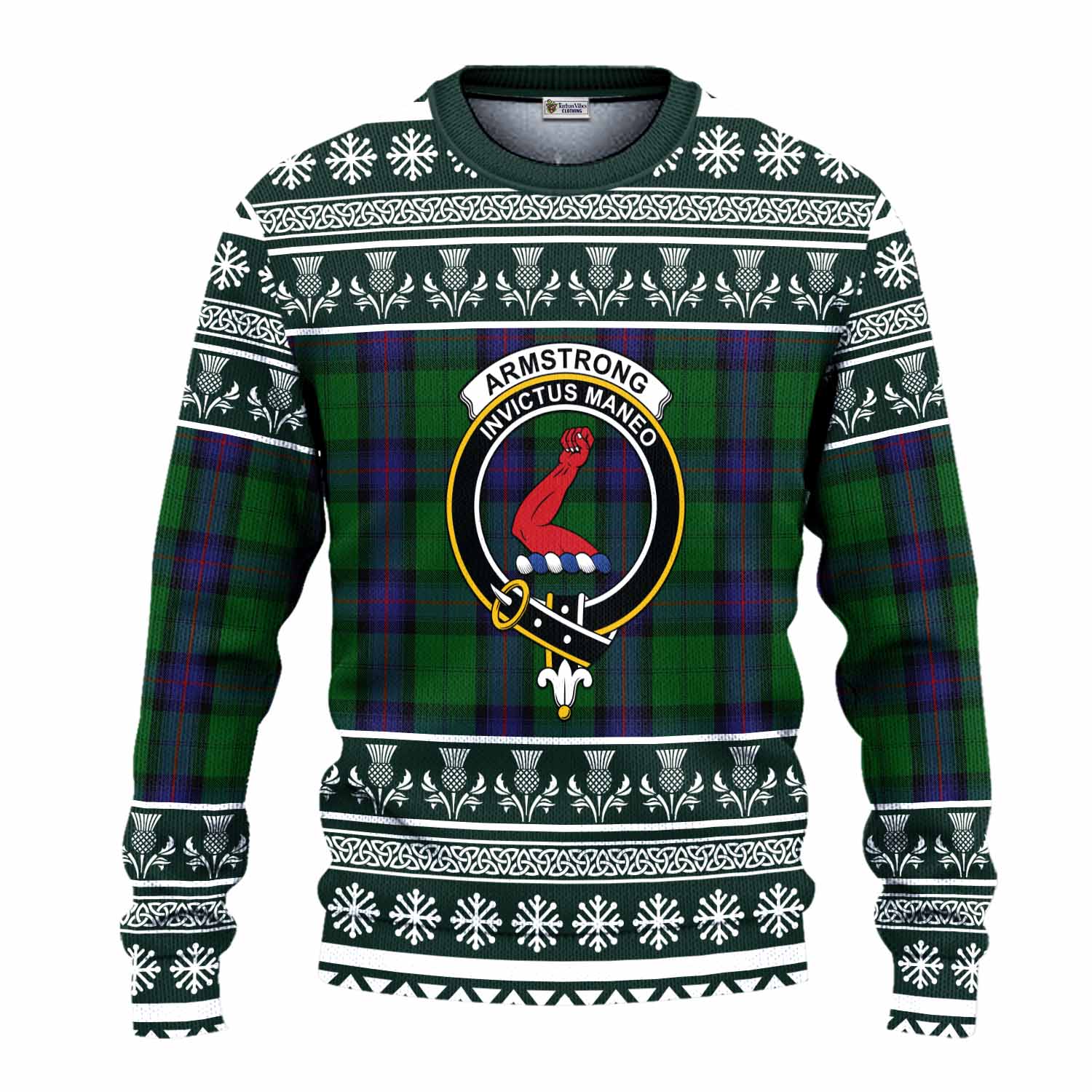 Armstrong Clan Tartan Christmas Ugly Sweater with Family Crest - Tartan Vibes Clothing
