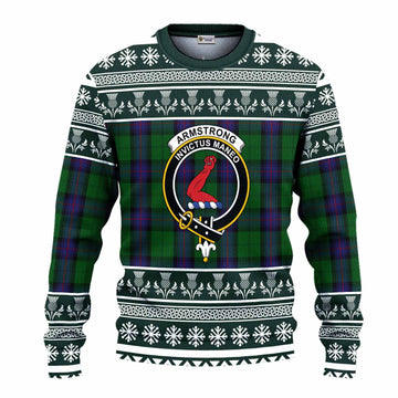 Armstrong Clan Tartan Christmas Ugly Sweater with Family Crest