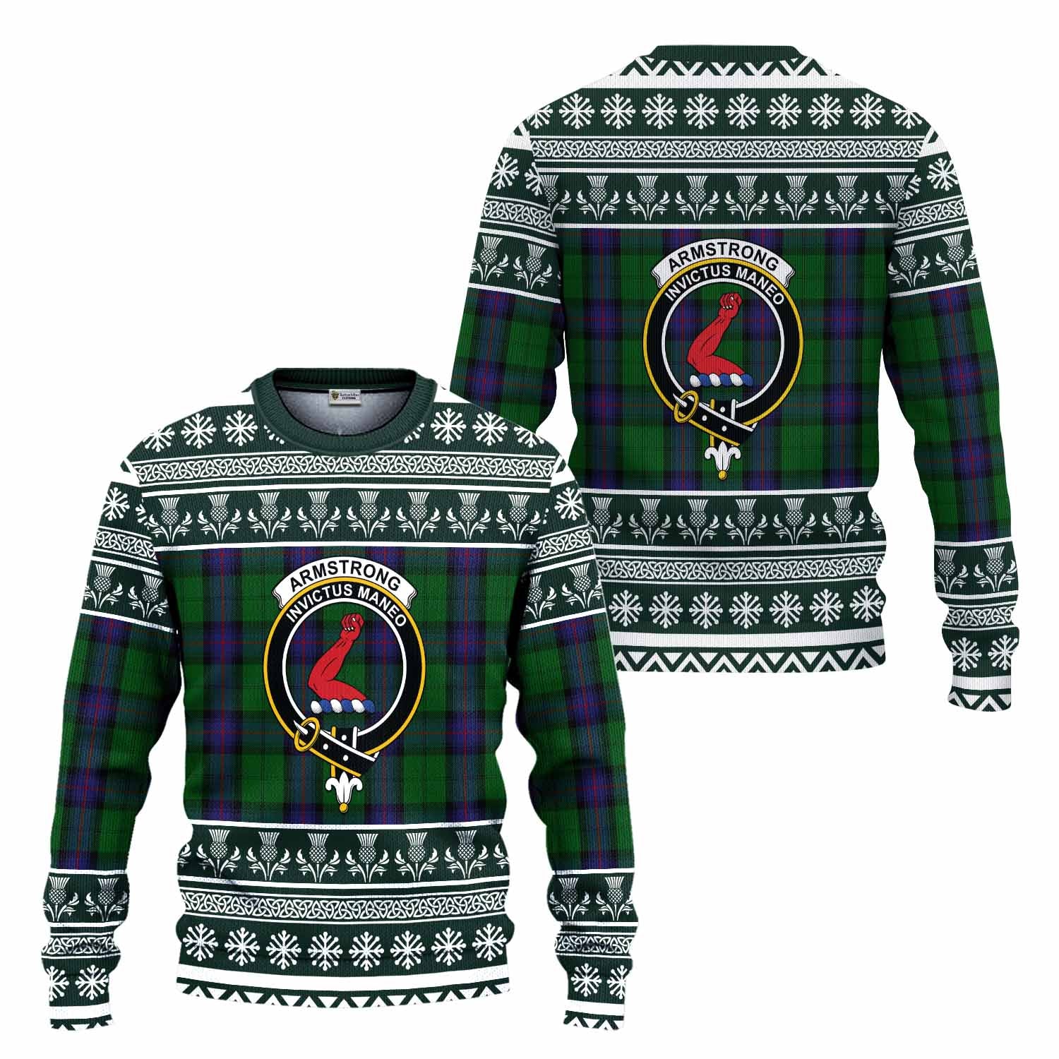 Armstrong Clan Tartan Christmas Ugly Sweater with Family Crest - Tartan Vibes Clothing