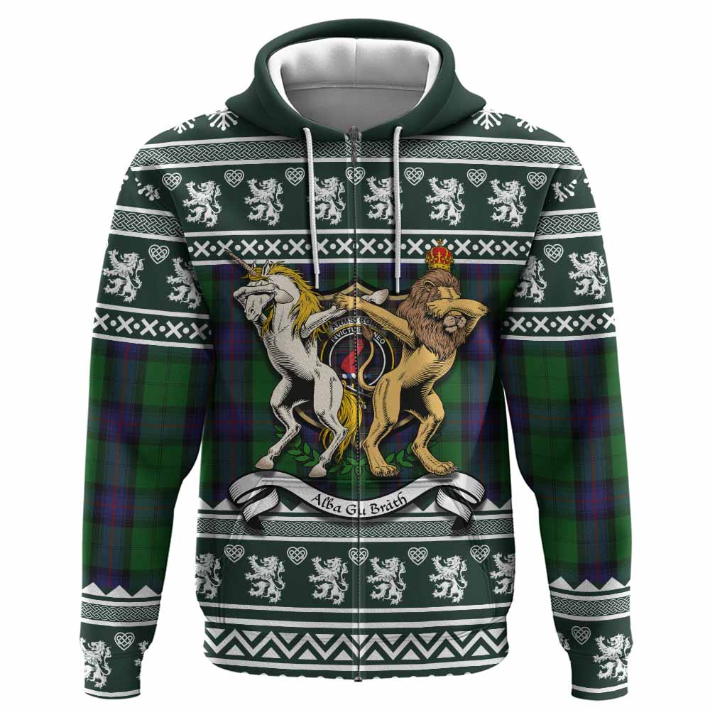 Armstrong Clan Tartan Crest Christmas Hoodie Coat of Arms Funny Style - Tartan Vibes Clothing