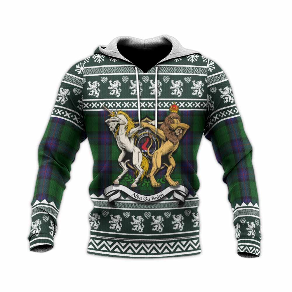 Armstrong Clan Tartan Crest Christmas Knitted Hoodie Coat of Arms Funny Style - Tartan Vibes Clothing