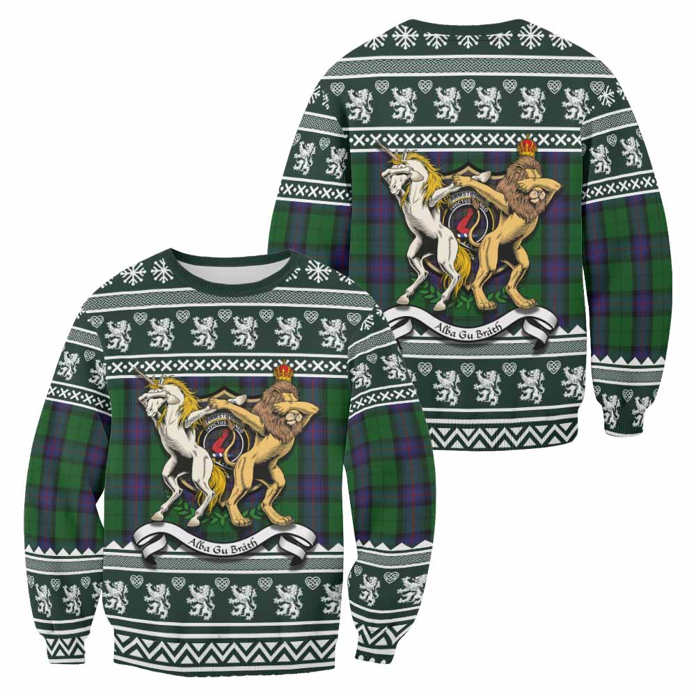 Armstrong Clan Tartan Crest Christmas Sweatshirt Coat of Arms Funny Style - Tartan Vibes Clothing