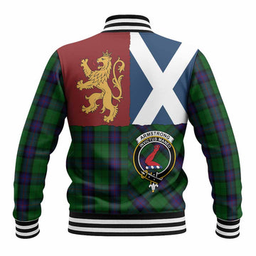 Armstrong Crest Tartan Baseball Jacket with Lion Rampant Saltire Style
