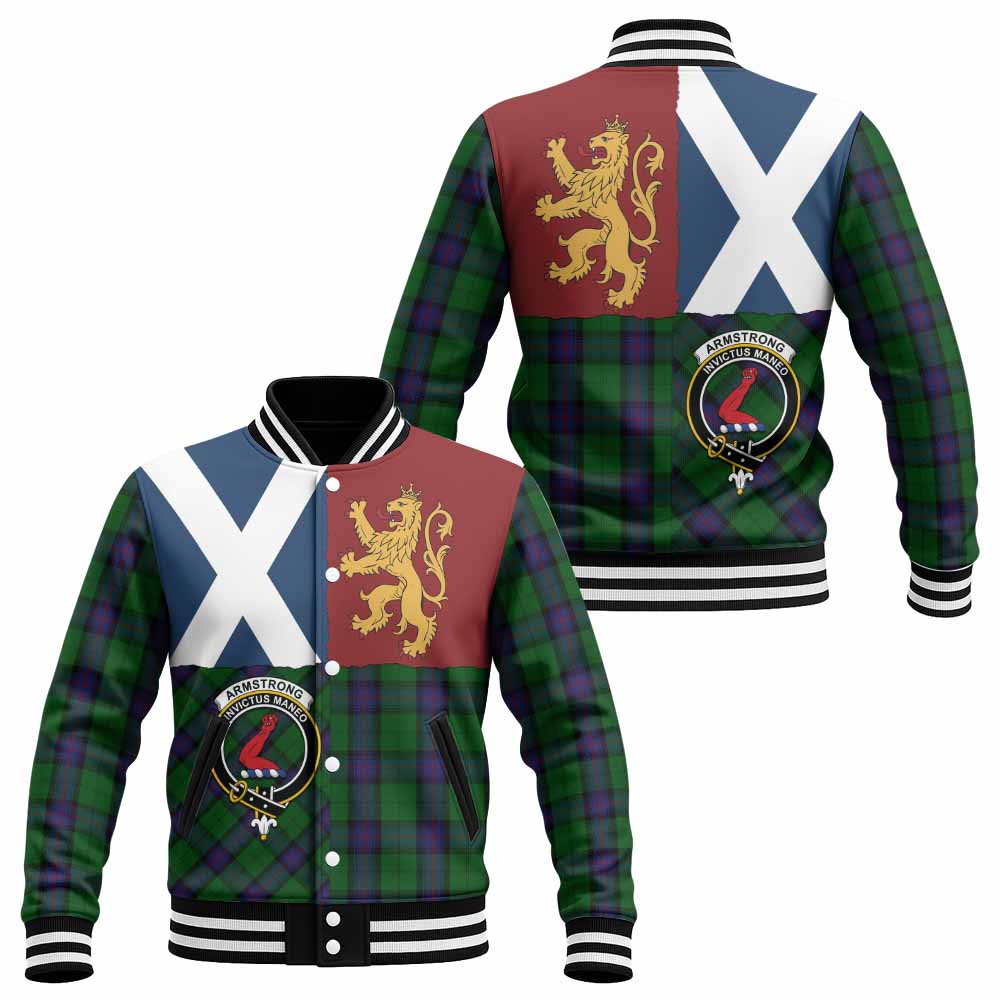 Armstrong Crest Tartan Baseball Jacket with Lion Rampant Saltire Style