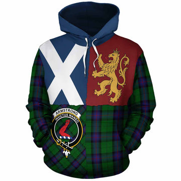 Armstrong Crest Tartan Cotton Hoodie with Lion Rampant Saltire Style