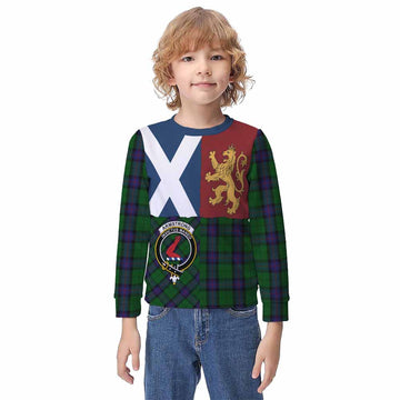 Armstrong Crest Tartan Kid Knitted Sweatshirt with Lion Rampant Saltire Style