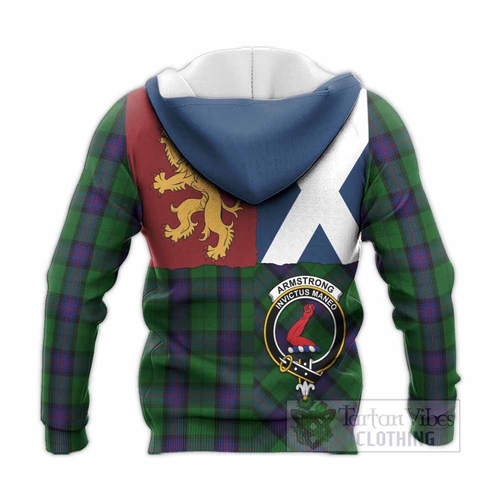 Armstrong Crest Tartan Knitted Hoodie with Lion Rampant Saltire Style