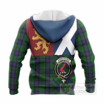 Armstrong Crest Tartan Knitted Hoodie with Lion Rampant Saltire Style