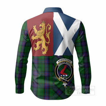 Armstrong Crest Tartan Long Sleeve Button Shirts with Lion Rampant Saltire Style