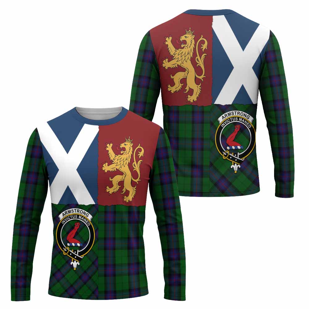 Armstrong Crest Tartan Long Sleeve T-Shirt with Lion Rampant Saltire Style