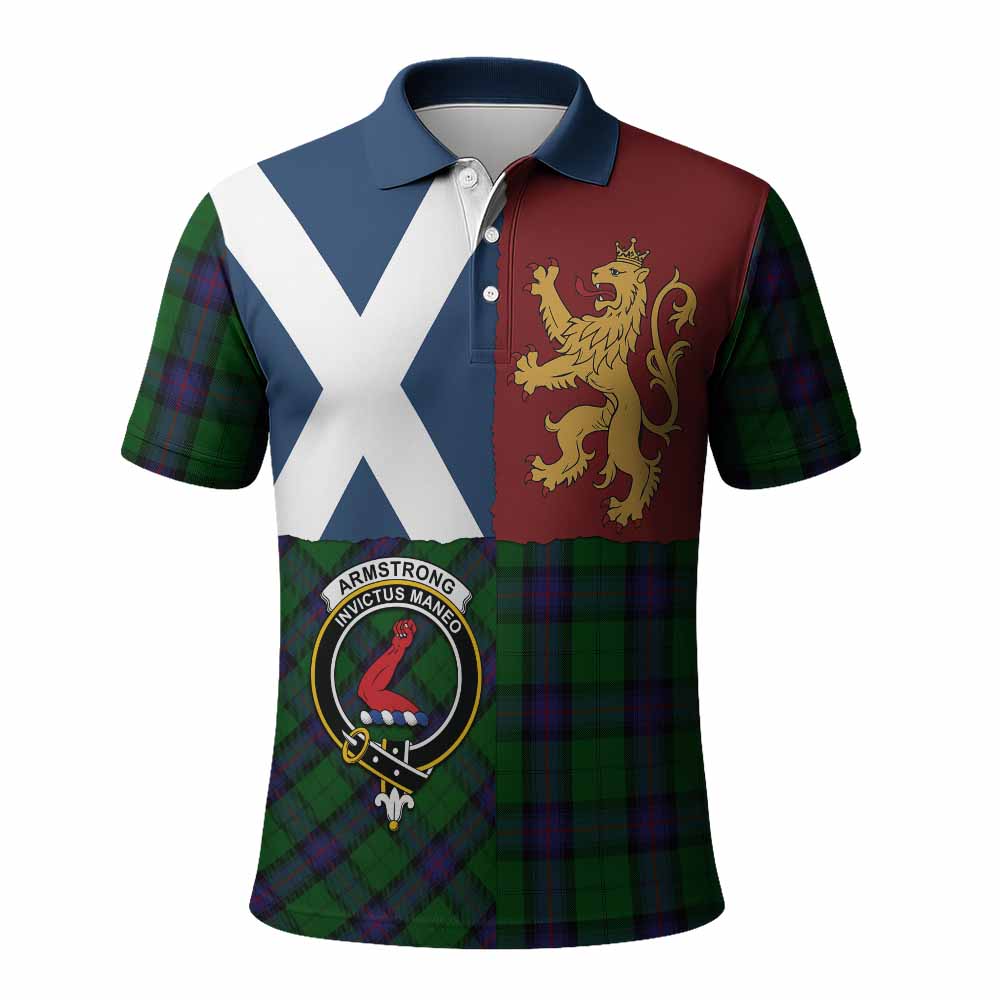 Armstrong Crest Tartan Polo Shirt with Lion Rampant Saltire Style