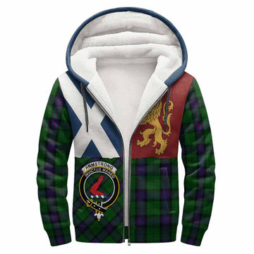 Armstrong Crest Tartan Sherpa Hoodie with Lion Rampant Saltire Style