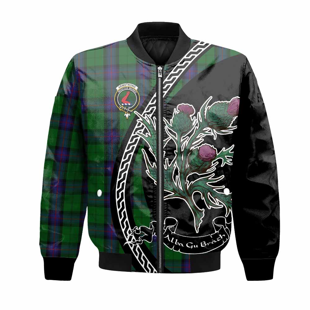 Armstrong Family Crest Tartan Bomber Jacket Alba Thistle Inspired - Tartan Vibes Clothing