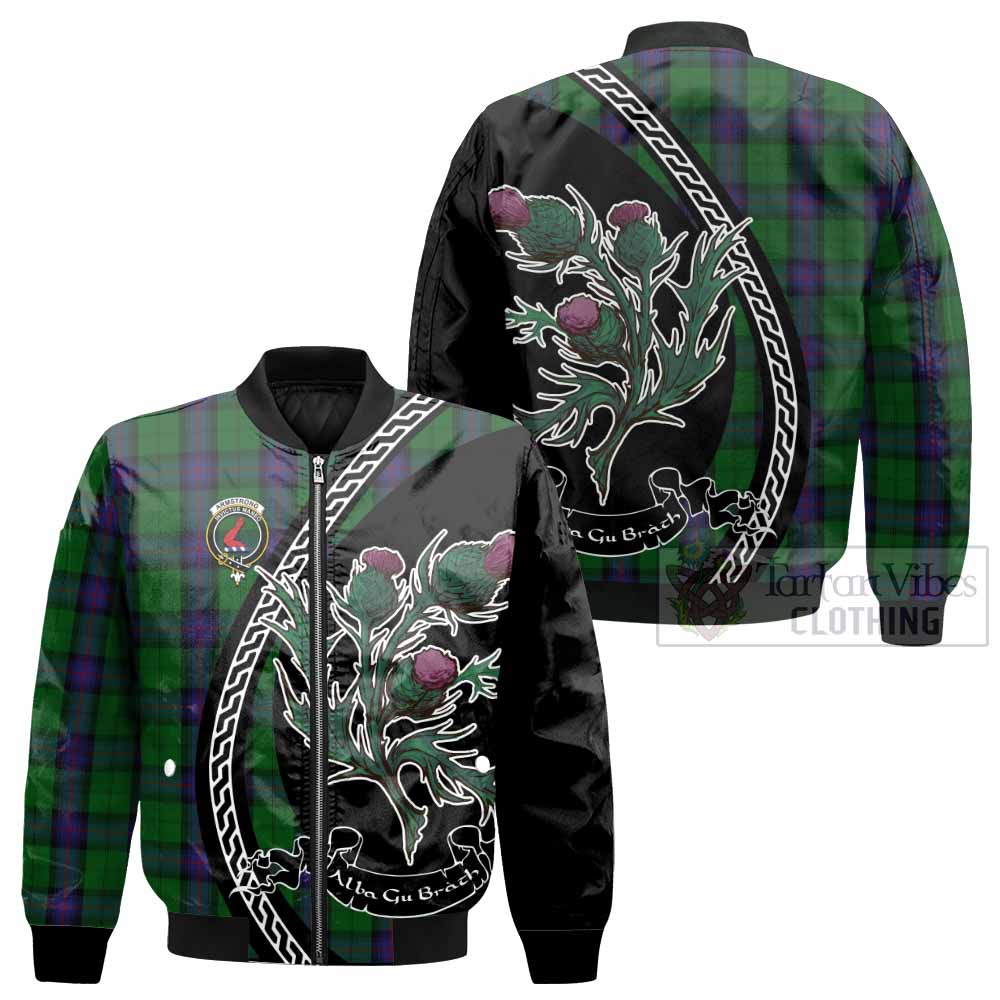 Armstrong Family Crest Tartan Bomber Jacket Alba Thistle Inspired - Tartan Vibes Clothing